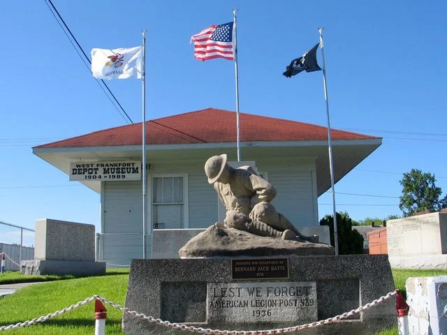 Exterior of the historic C&EI Railroad Depot in West Frankfort